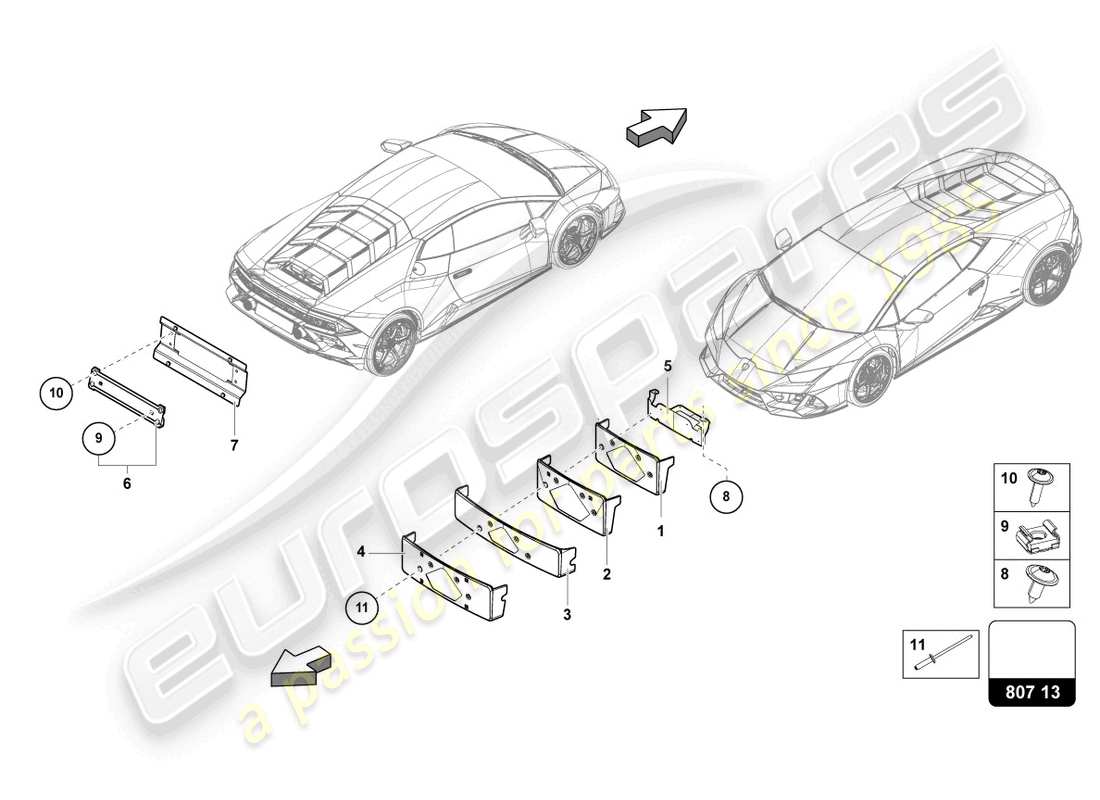 lamborghini evo coupe 2wd (2022) portatarga schema delle parti