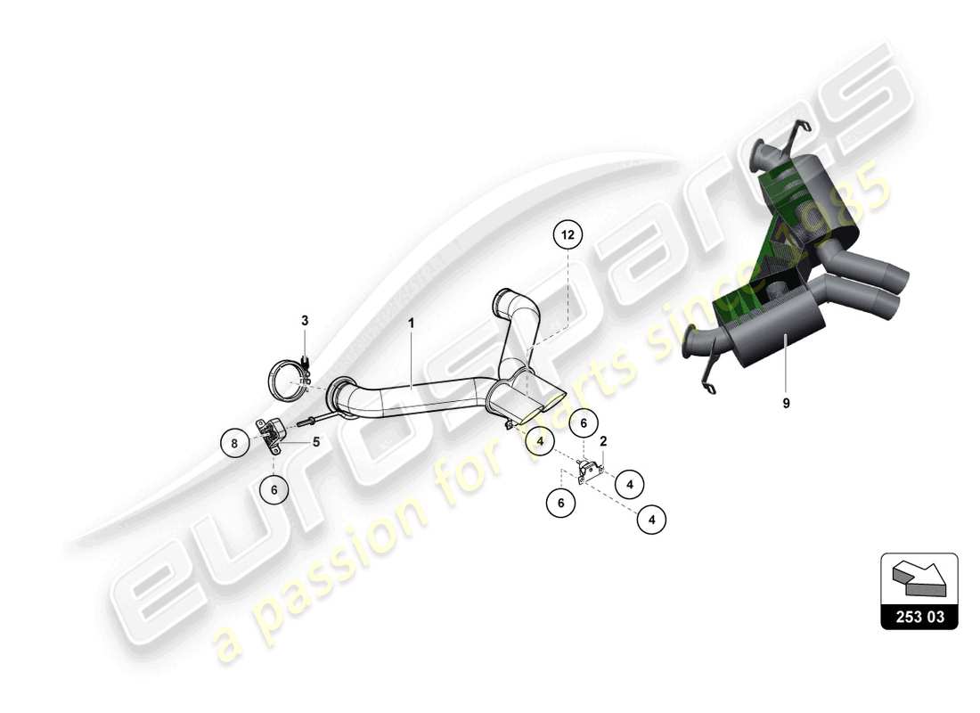 lamborghini super trofeo (2016) diagramma delle parti marmitta