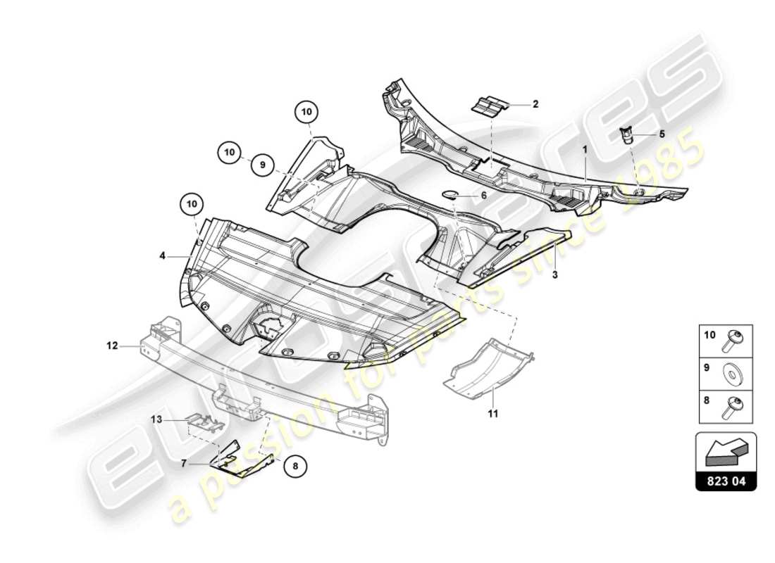 lamborghini sian roadster (2021) copertura per serratura cofano schema delle parti