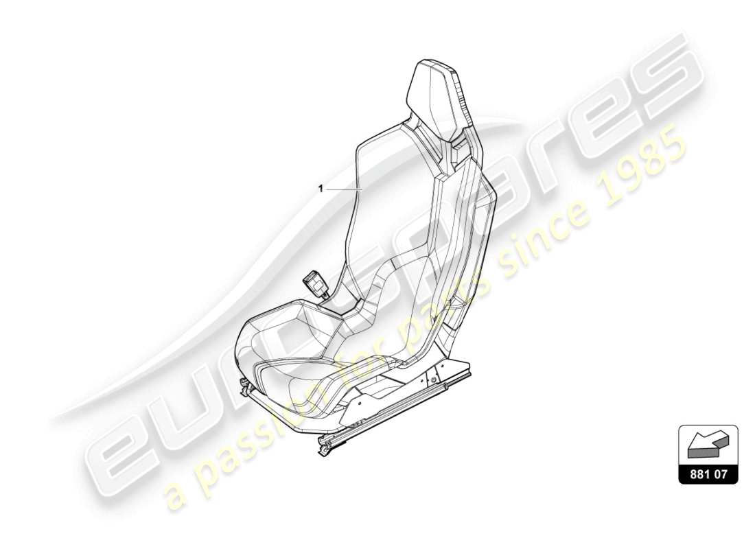 lamborghini tecnica (2023) sedile sportivo 'racing seat' diagramma delle parti
