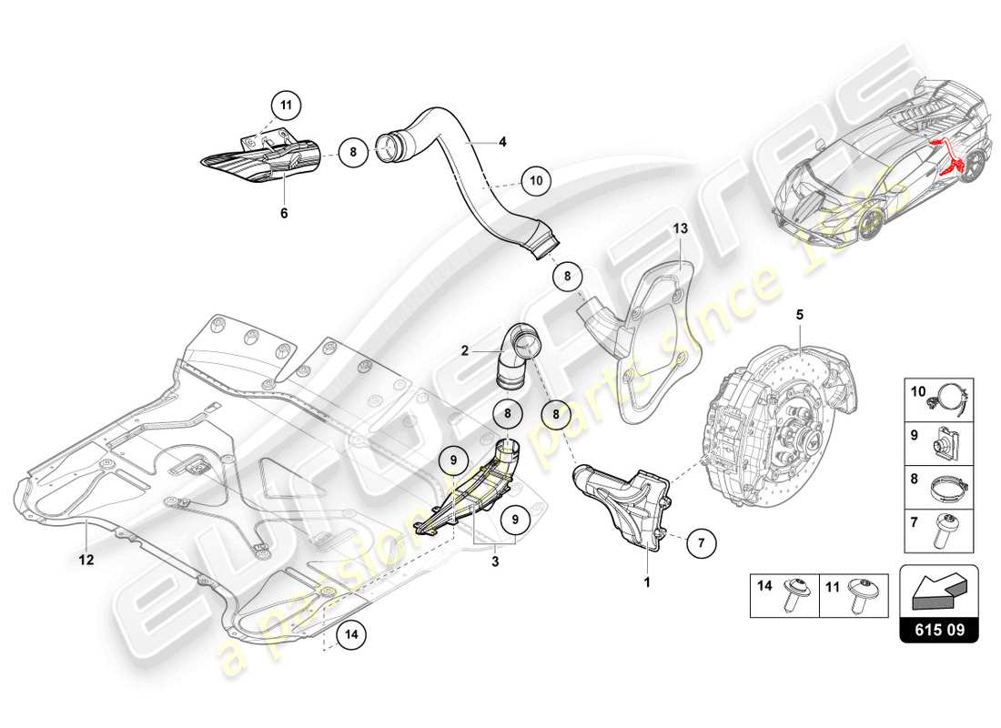 lamborghini 2024 (sto) condotto aria per raffreddamento freni posteriori schema parte