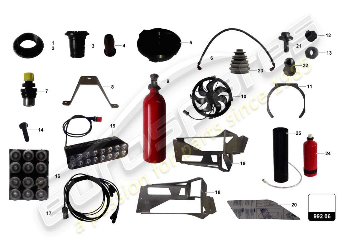 lamborghini super trofeo (2015) schema delle parti del kit endurance