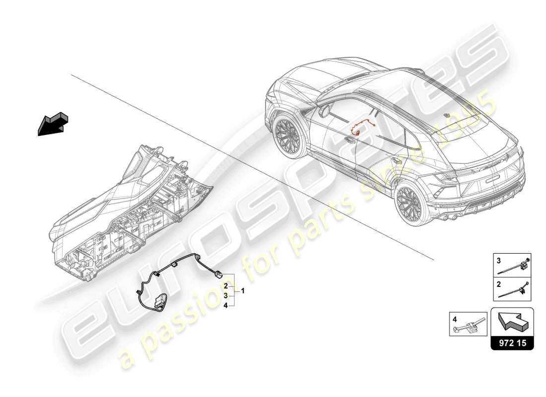 lamborghini urus (2020) cablaggio per soffiatore schema delle parti