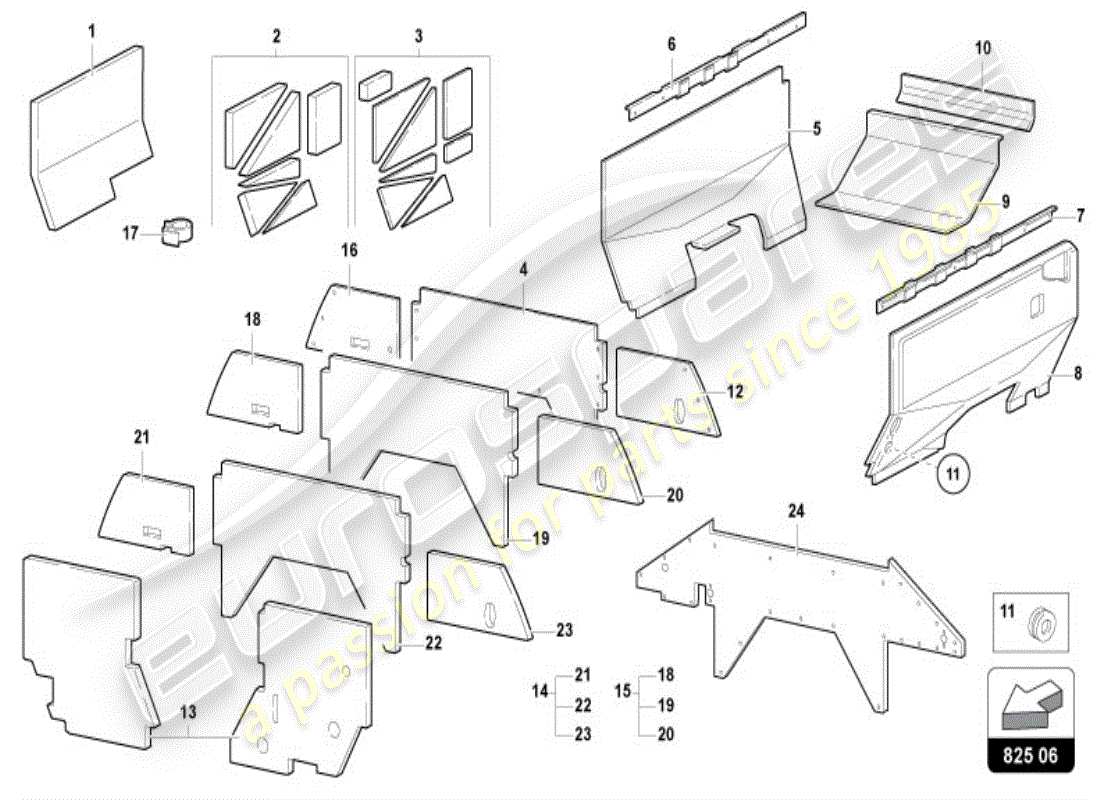 lamborghini diablo vt (1998) isolamento del motore diagramma delle parti