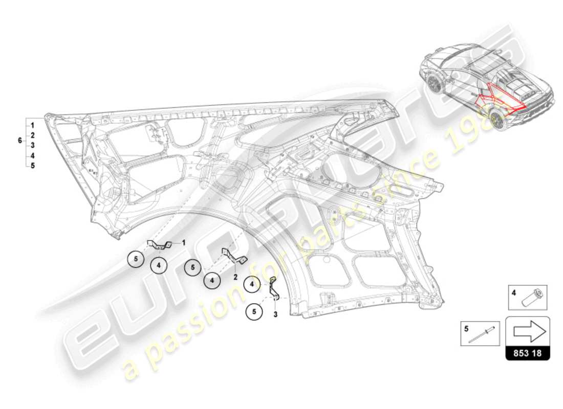 lamborghini 2024 (sterrato) diagramma delle parti dell'ala