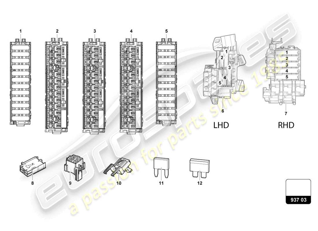 lamborghini urus s (2023) fusibili lato guida diagramma delle parti