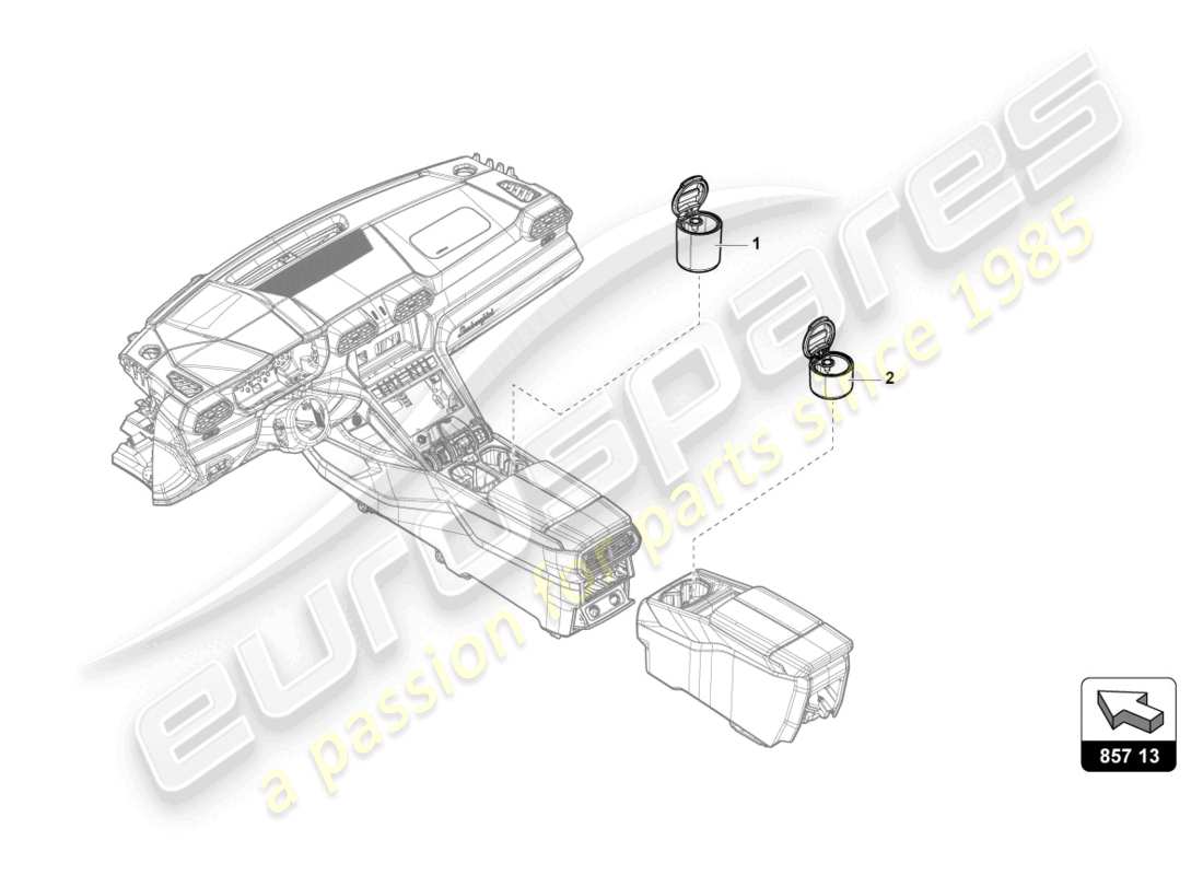 lamborghini urus (2020) portacenere diagramma delle parti