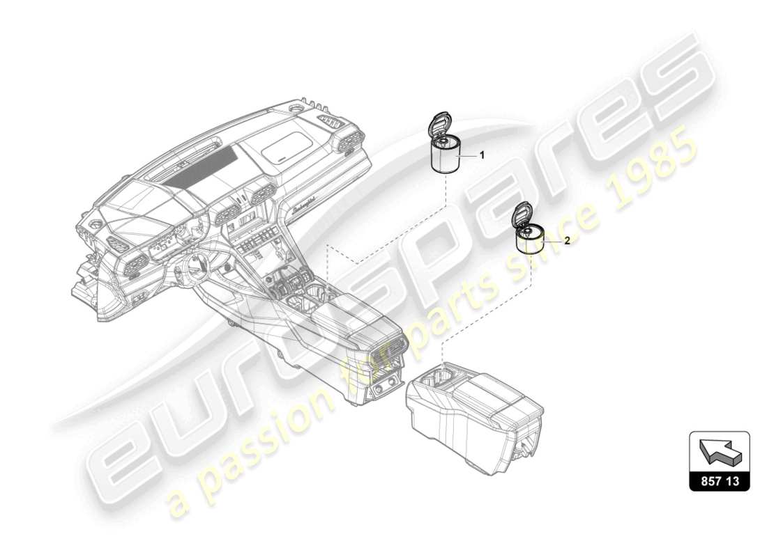 lamborghini urus (2020) posacenere diagramma delle parti