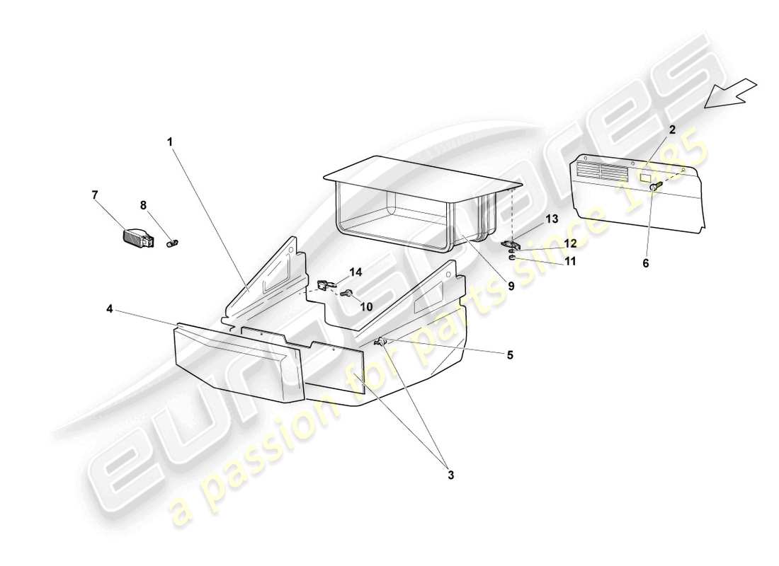 lamborghini lp640 roadster (2009) finiture per stivali bagagli diagramma delle parti