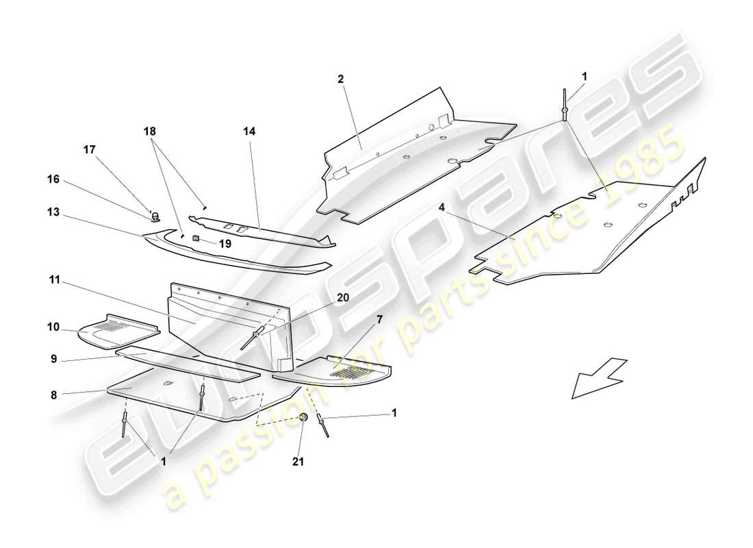 lamborghini lp670-4 sv (2010) scudo calore per pannello pavimento schema particolare