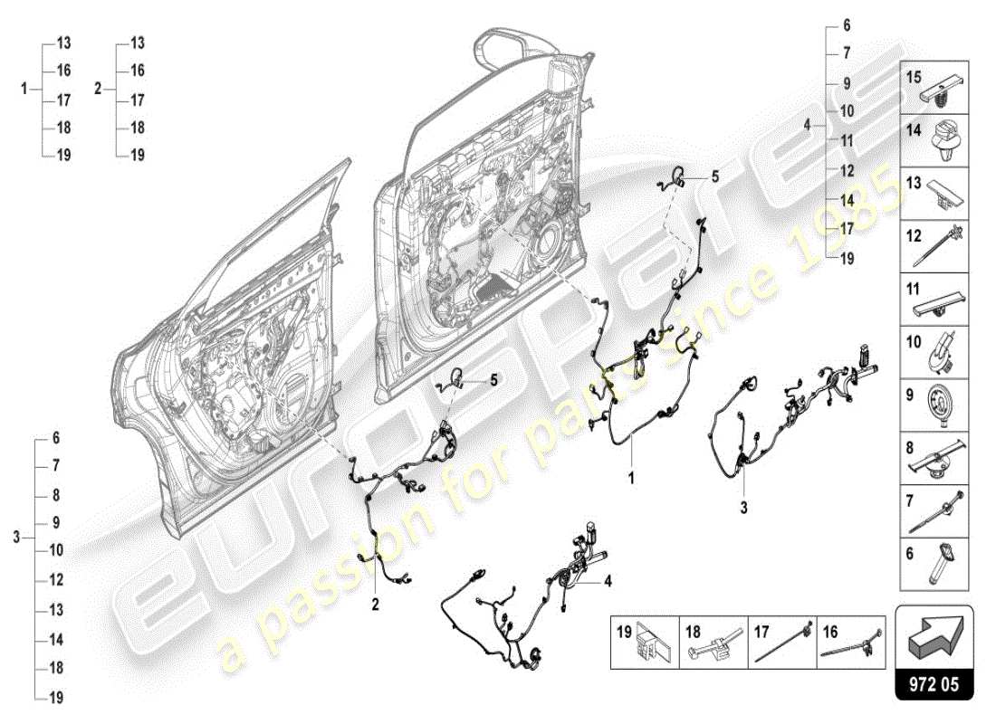 lamborghini 2025 | urus se verkabelungssatz für tür teilediagramm