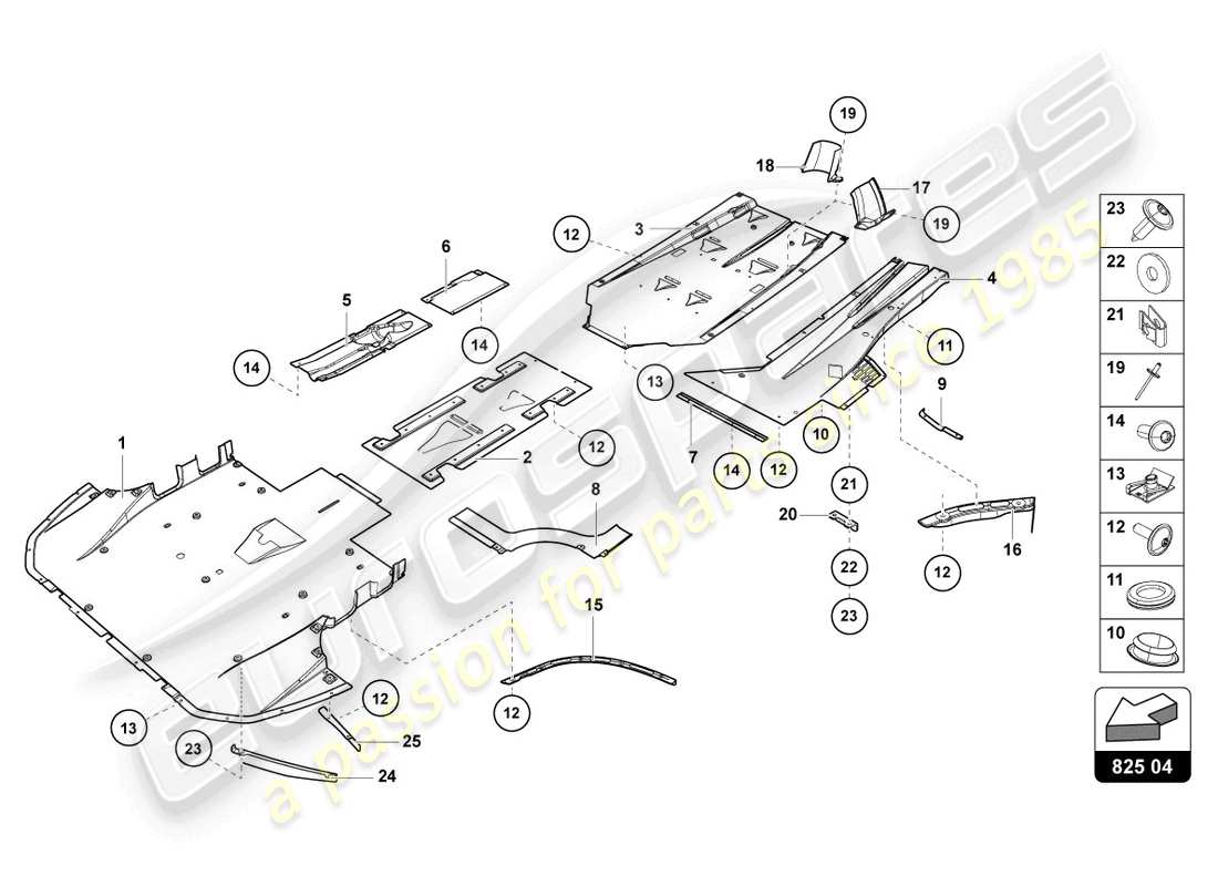 lamborghini sian roadster (2021) pannello di rivestimento per la sezione inferiore del telaio schema delle parti