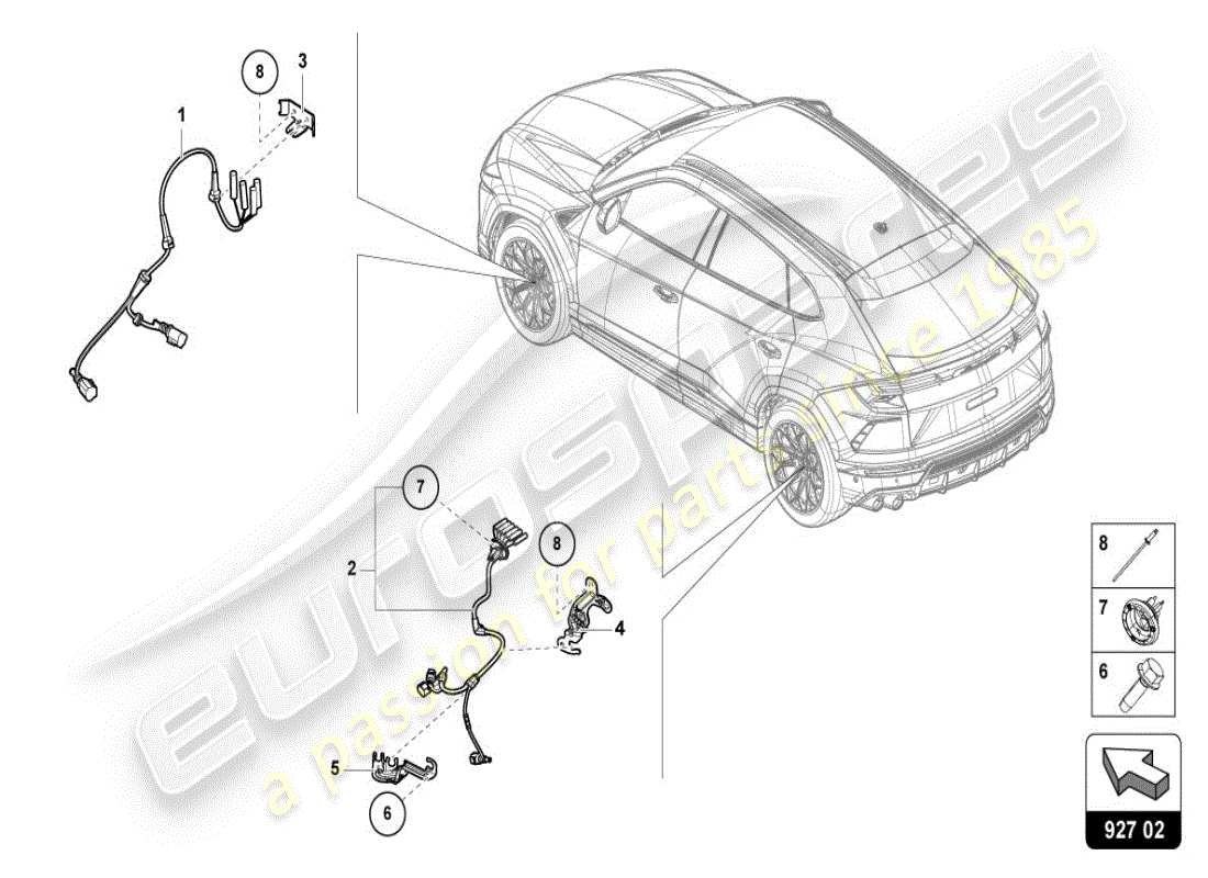 lamborghini 2025 | urus se kabelbaum für antiblockiersystem -abs- teilediagramm