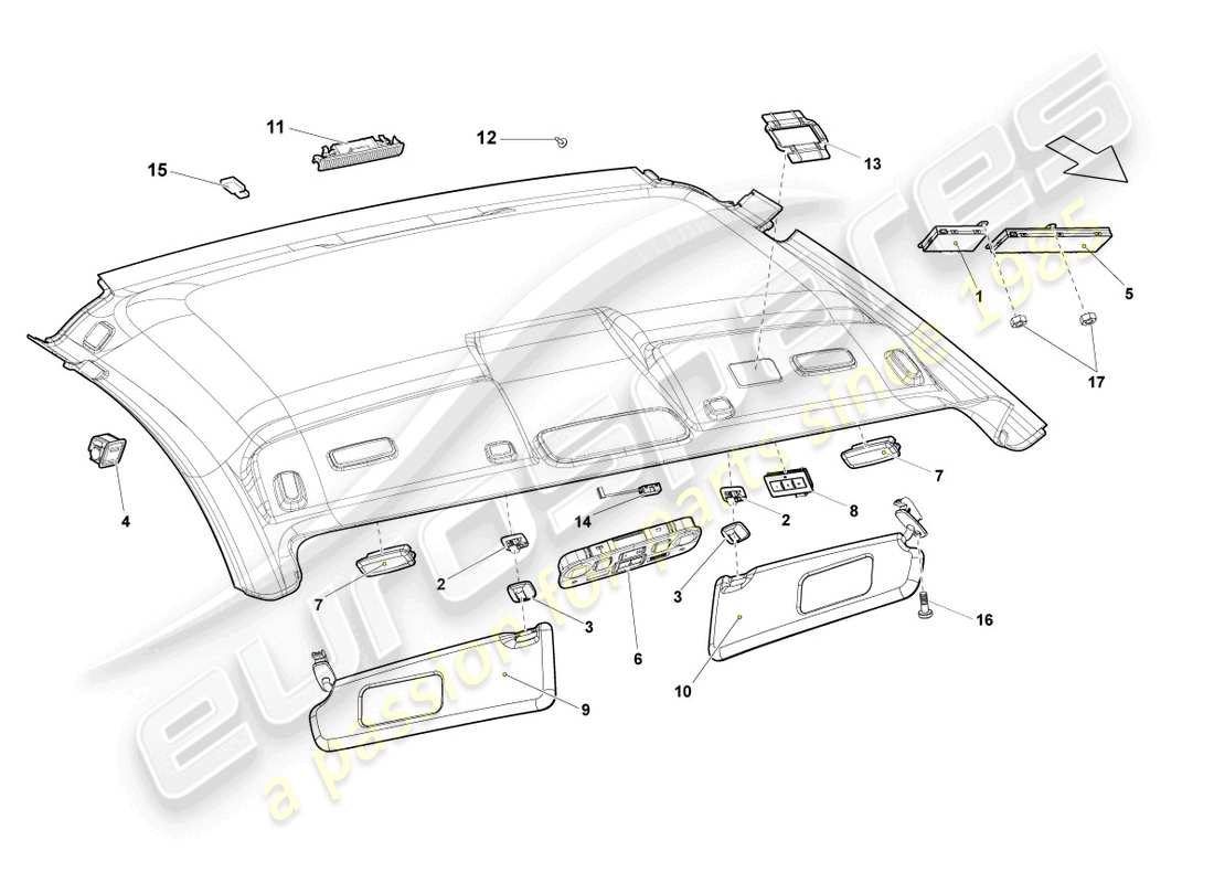lamborghini lp560-2 coupe 50 (2014) amplificatore aereo diagramma delle parti