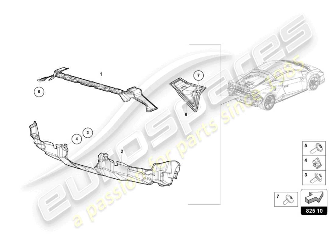 lamborghini evo spyder (2024) scudo termico diagramma delle parti