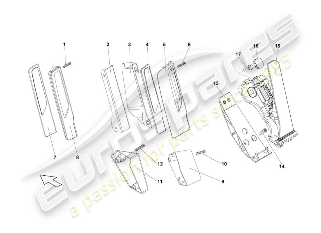 lamborghini blancpain sts (2013) pedale acceleratore schema delle parti