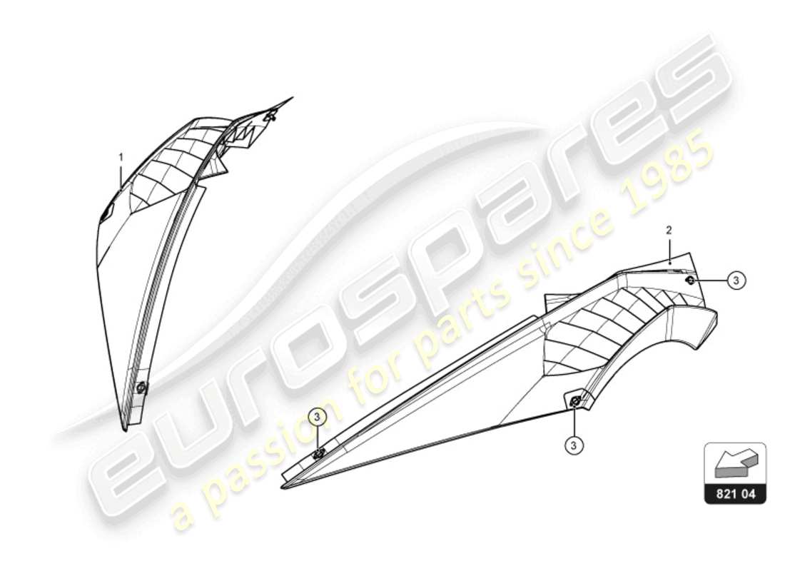 lamborghini super trofeo evo 2 (2022) diagramma delle parti del parafango anteriore