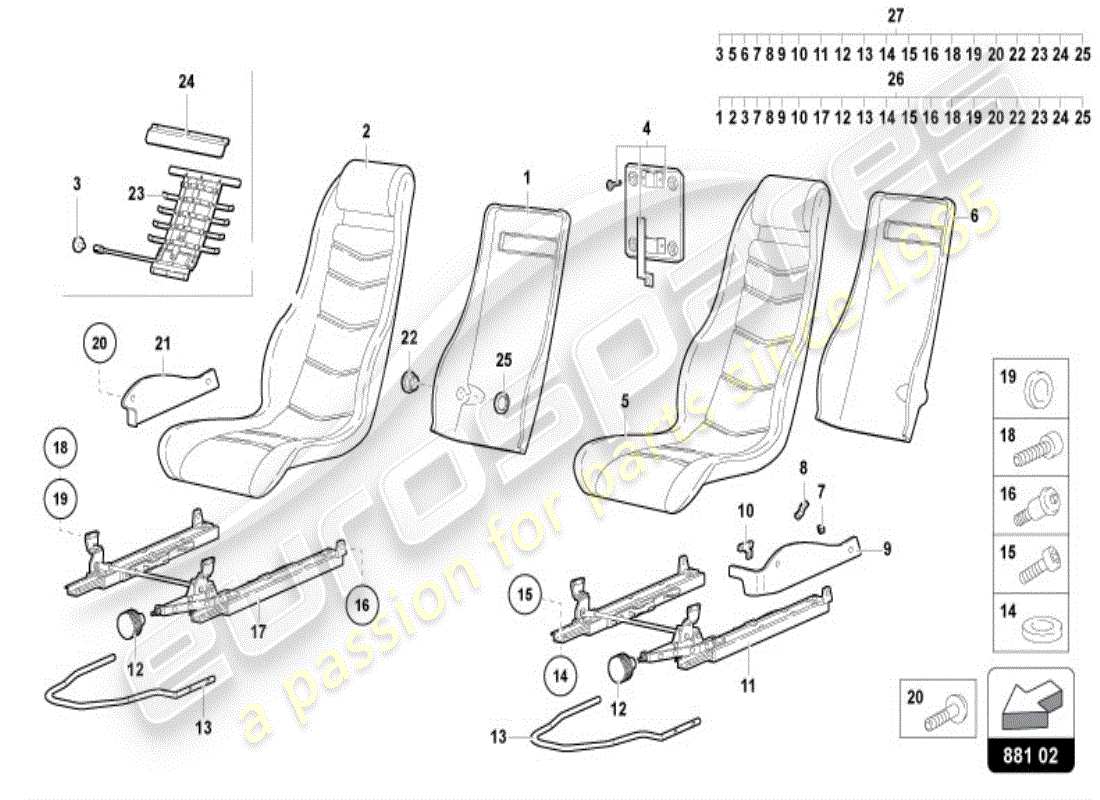lamborghini diablo vt (1999) posto a sedere diagramma delle parti