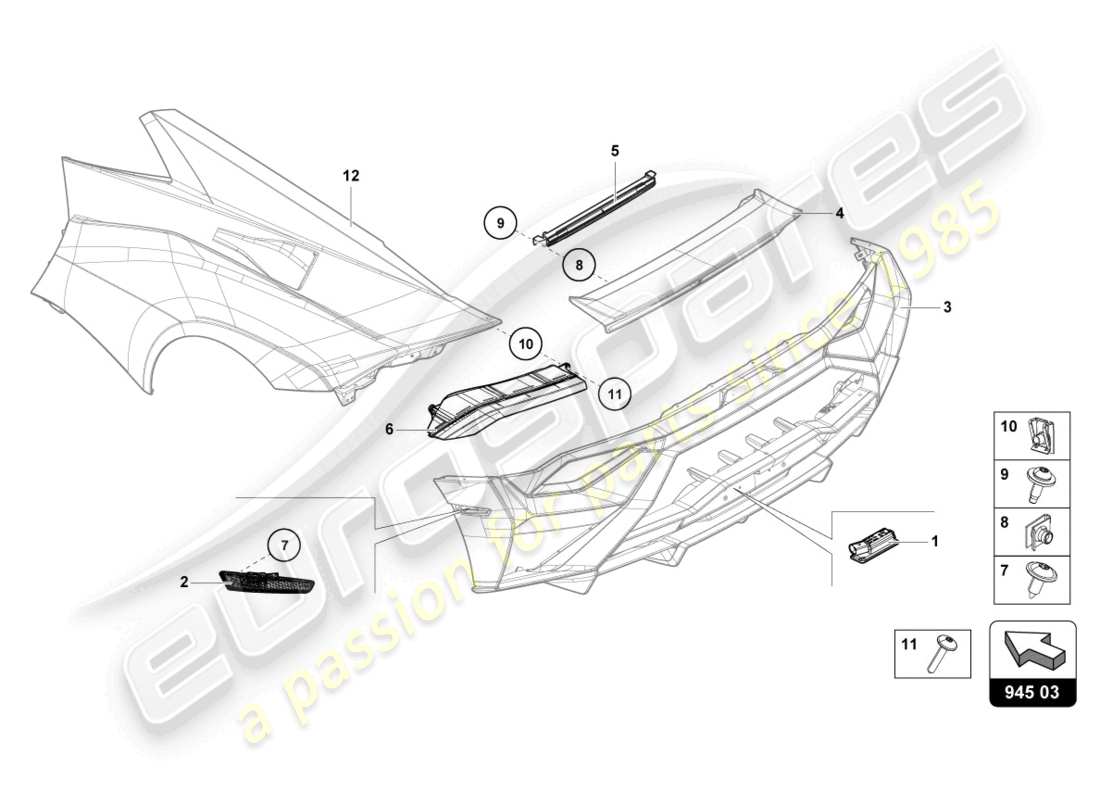lamborghini 2024 (sto) schema delle parti luce posteriore