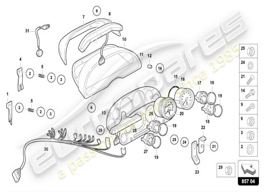 lamborghini diablo vt (1996) strumento combinato diagramma delle parti