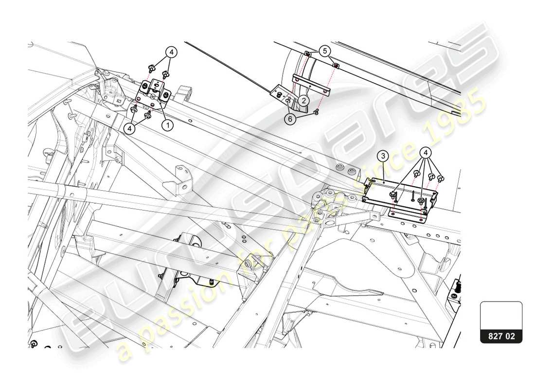 lamborghini super trofeo evo 2 (2022) schema delle parti del cofano posteriore