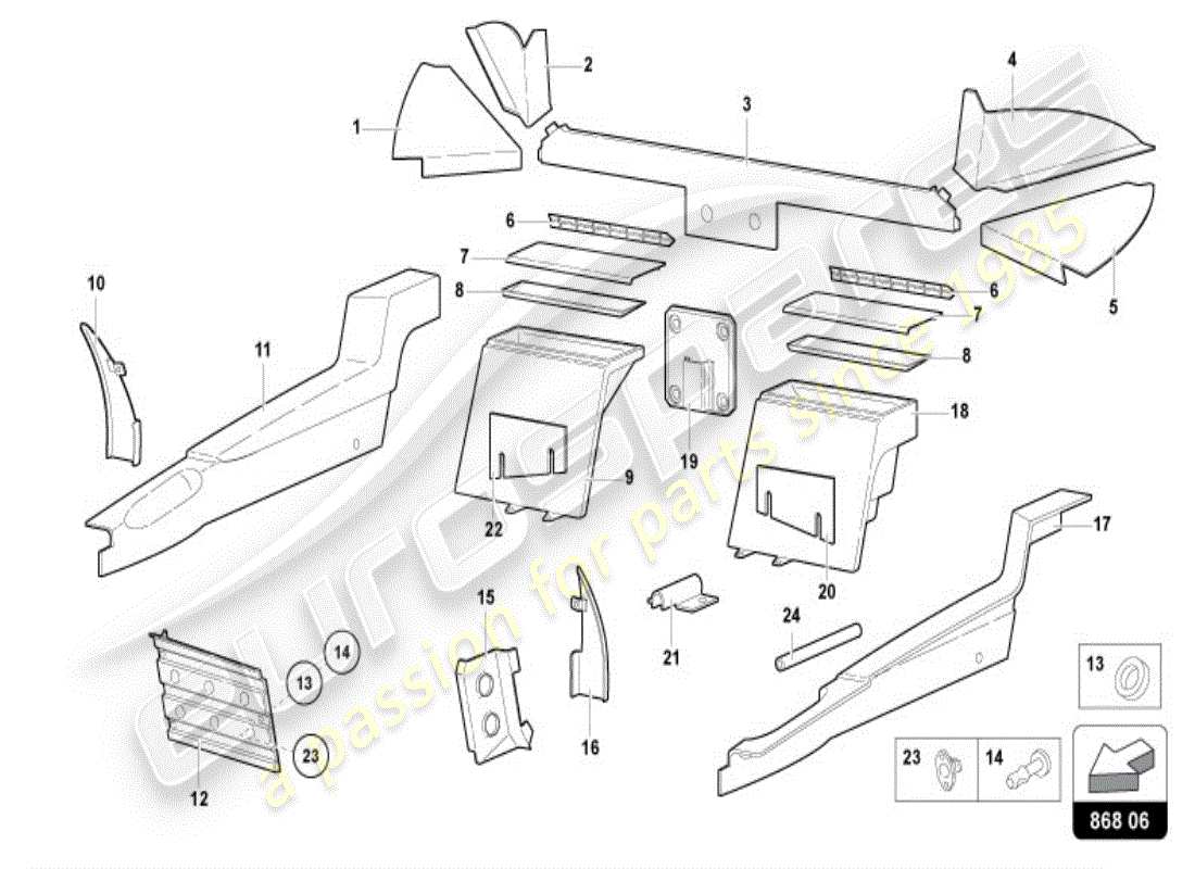 lamborghini diablo vt (1996) decorazione interna diagramma delle parti