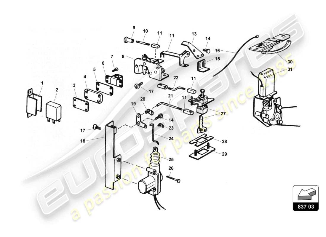 lamborghini countach 25th anniversary (1989) serratura diagramma delle parti