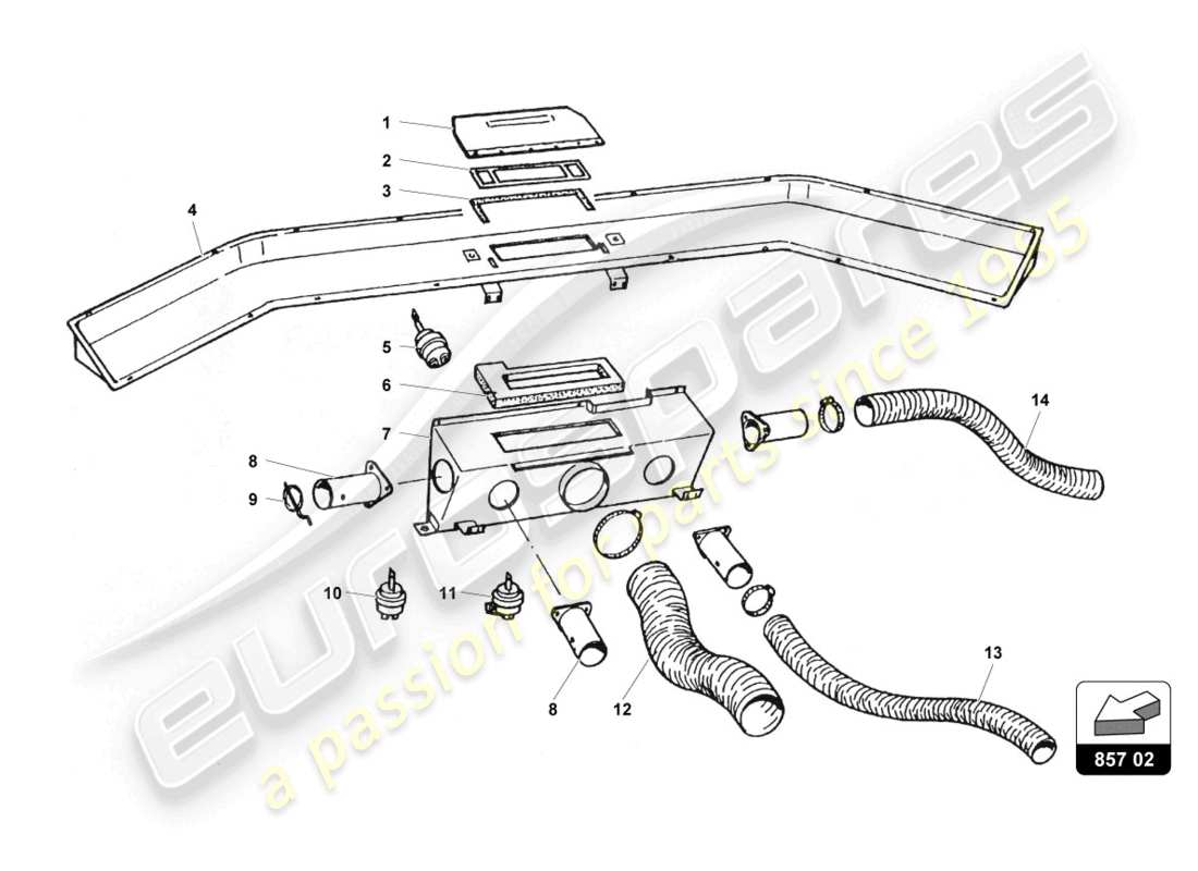 lamborghini countach 25th anniversary (1989) covetti d'aria diagramma delle parti