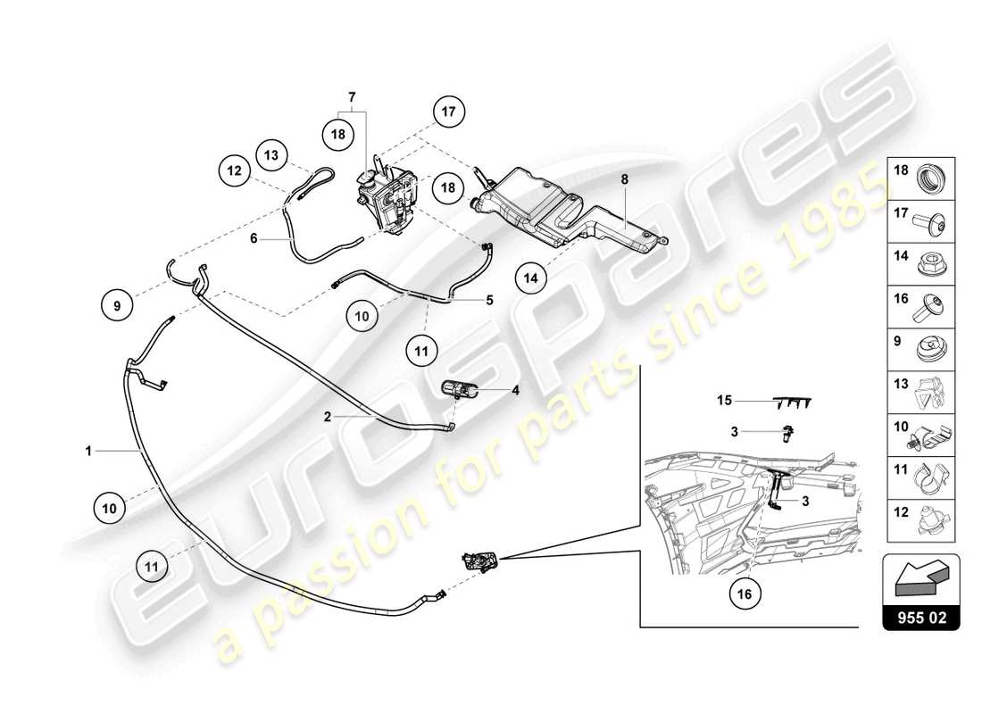 lamborghini 2022 (evo coupe 2wd) schema delle parti del sistema rondella