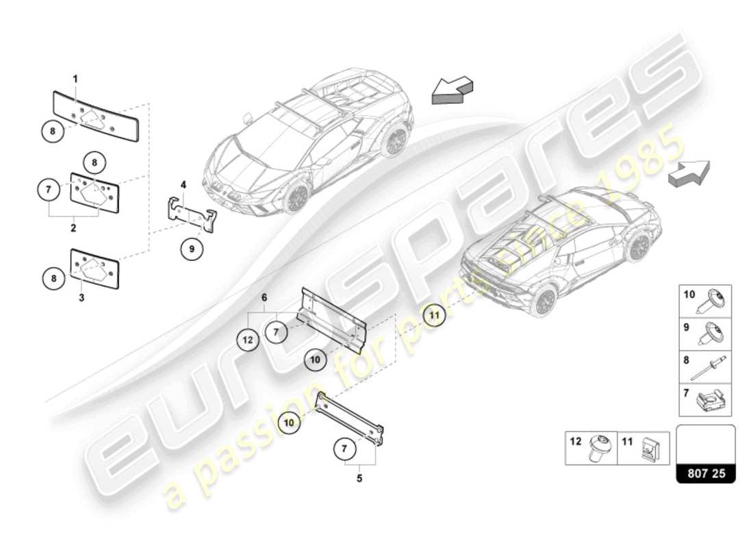 lamborghini sterrato (2024) portatarga diagramma delle parti