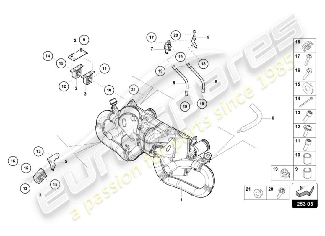 lamborghini 2024 (evo spyder) schema delle parti silenziatore
