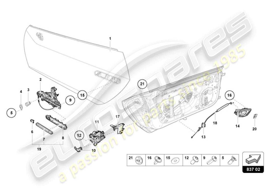 lamborghini evo spyder (2024) maniglie diagramma delle parti