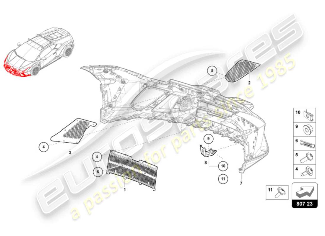 lamborghini sterrato (2024) paraurti anteriore diagramma delle parti