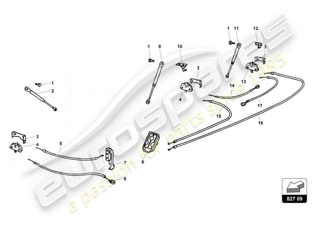 lamborghini countach 25th anniversary (1989) serrature cappe e leve apertura schema parte