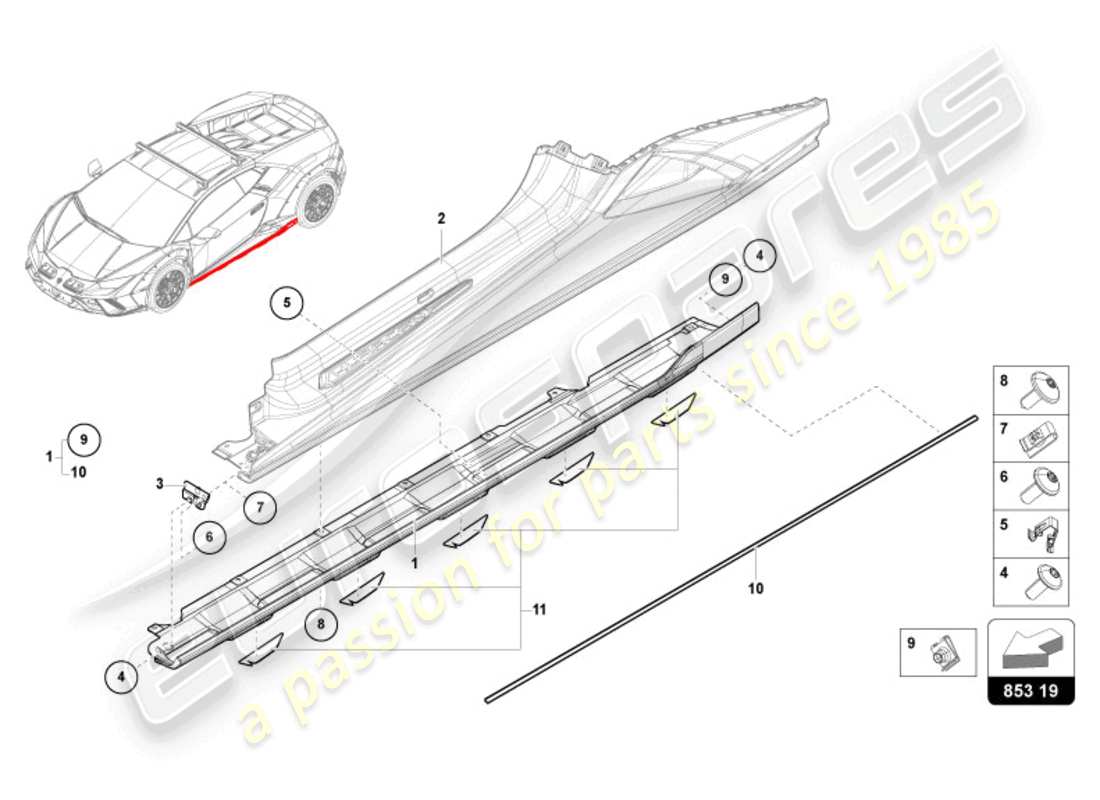 lamborghini sterrato (2024) rinforzo aggiuntivo diagramma delle parti