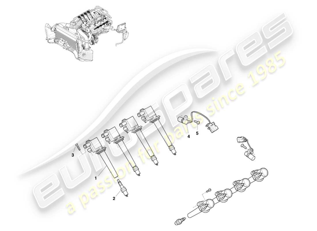 aston martin v8 vantage (2005) diagramma della parte di accensione