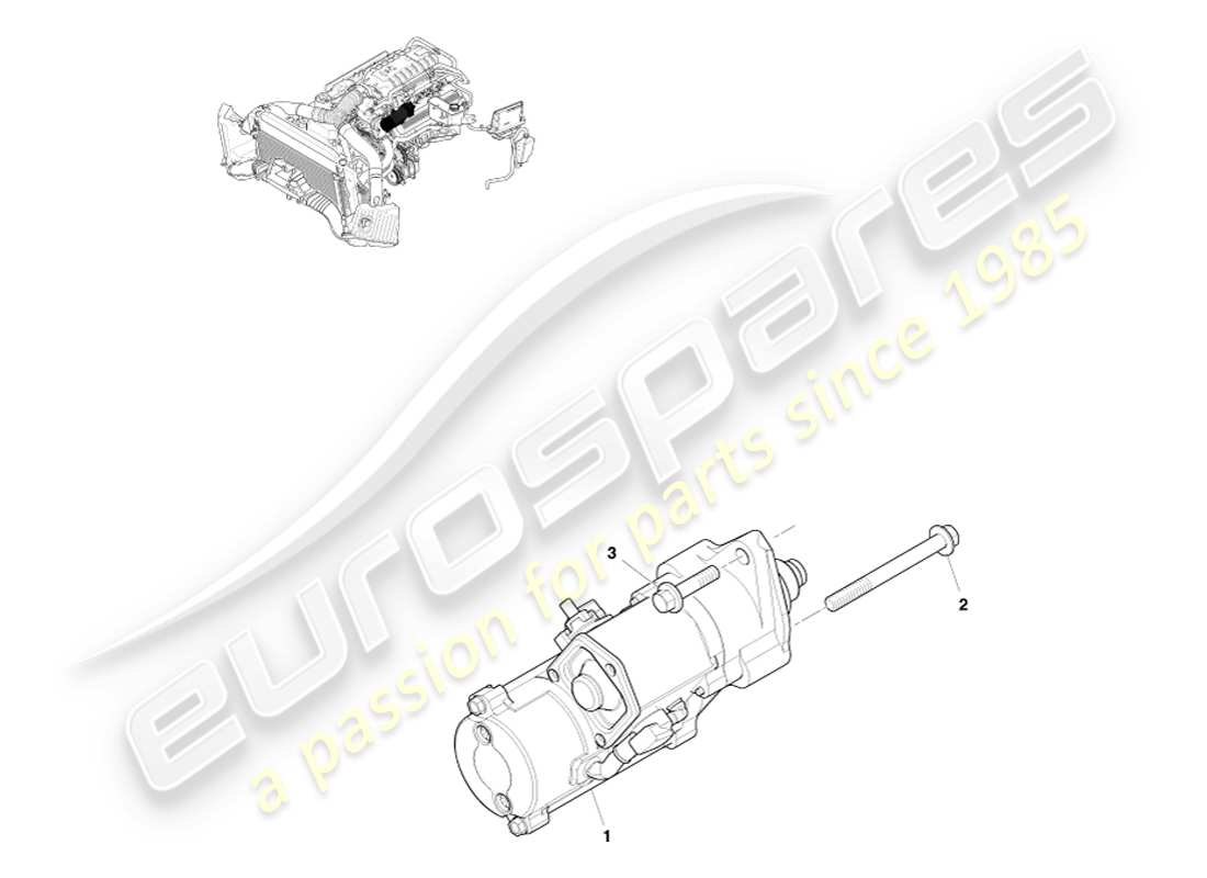aston martin v8 vantage (2005) diagramma delle parti del motorino di avviamento