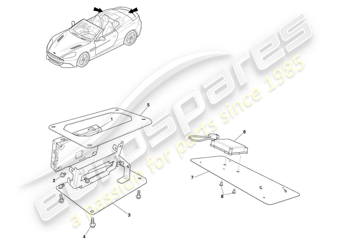 aston martin vanquish (2013) sintonizzatore sdars, volante diagramma delle parti