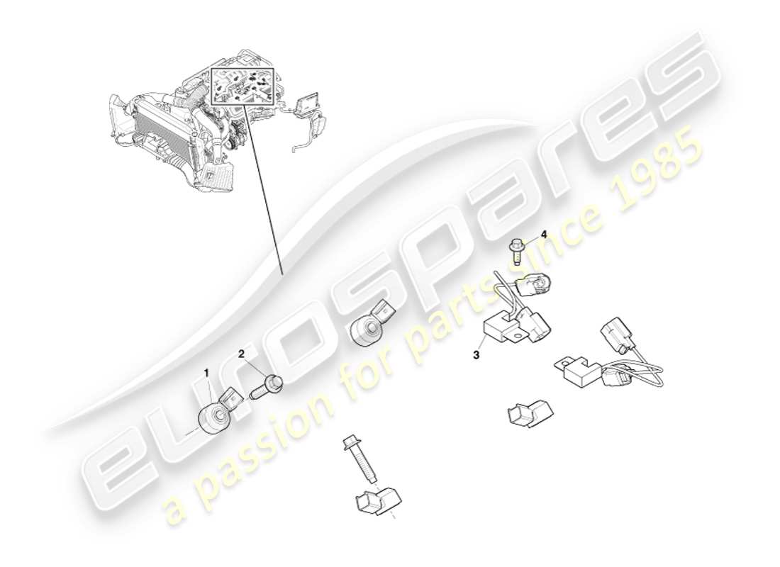 aston martin v8 vantage (2005) diagramma delle parti del controllo elettronico del motore