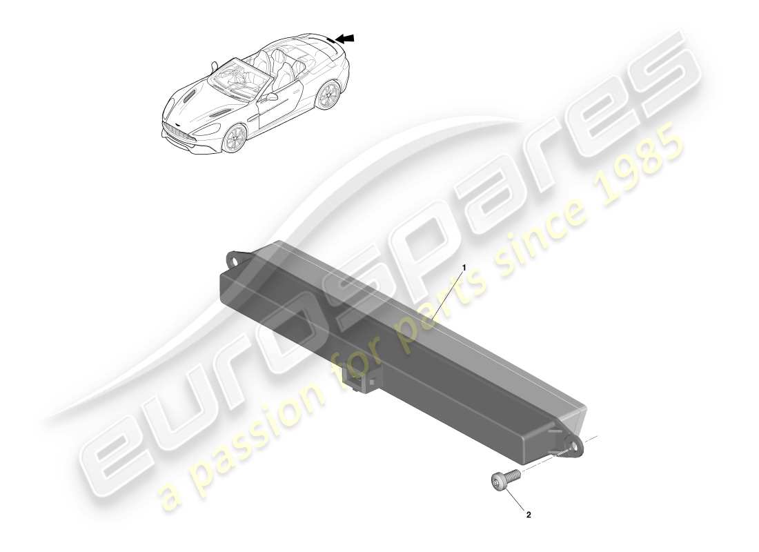 aston martin vanquish (2013) luce stop montata in alto, volante diagramma delle parti