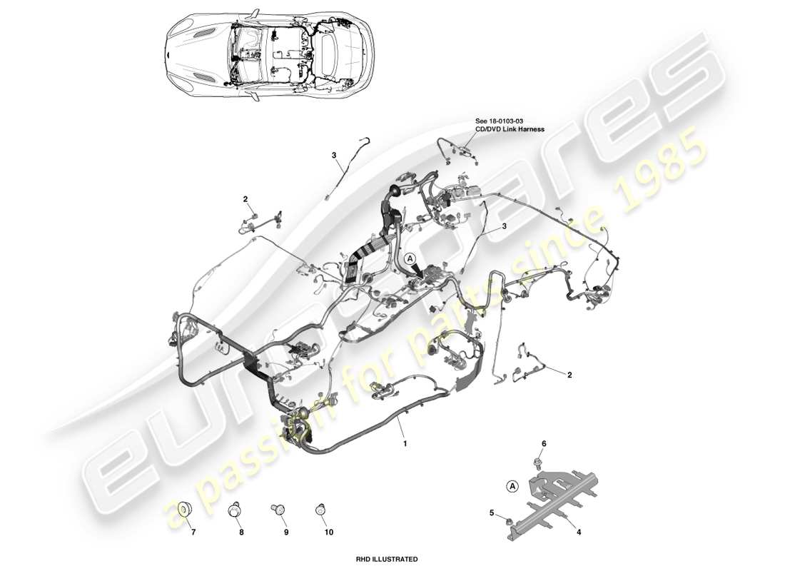 aston martin vanquish (2013) imbracatura per il corpo, volante diagramma delle parti