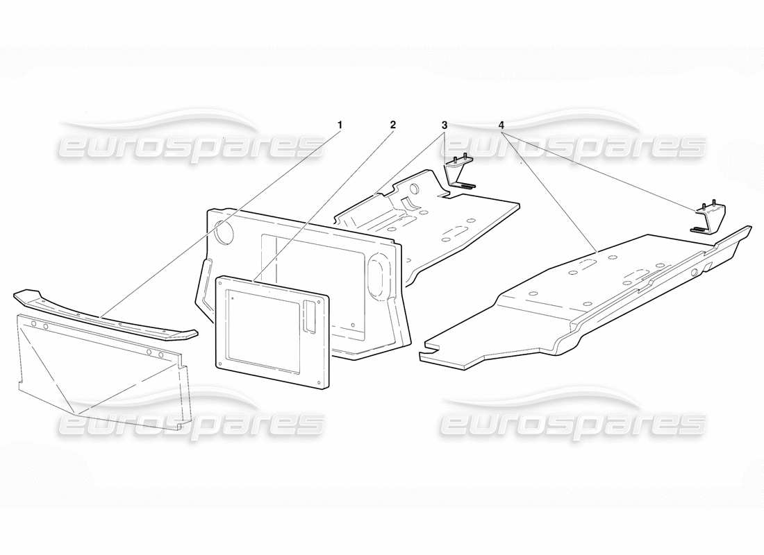 lamborghini diablo (1991) pannelli del pavimento con telaio (valido per la versione usa - settembre 1991) diagramma delle parti