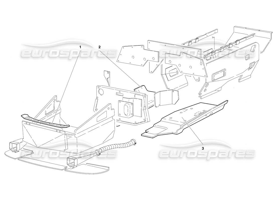 lamborghini diablo se30 (1995) pannelli del pavimento con telaio (valido per gli stati uniti - gennaio 1995) diagramma delle parti