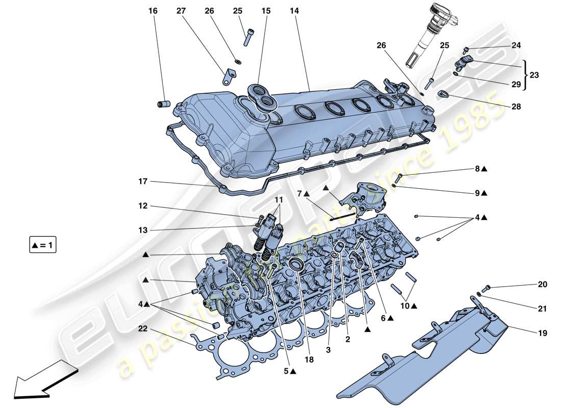 ferrari gtc4 lusso (rhd) testa cilindro sinistra schema delle parti