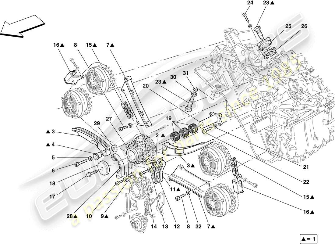 ferrari california (europe) sistema di distribuzione - schema delle parti della trasmissione