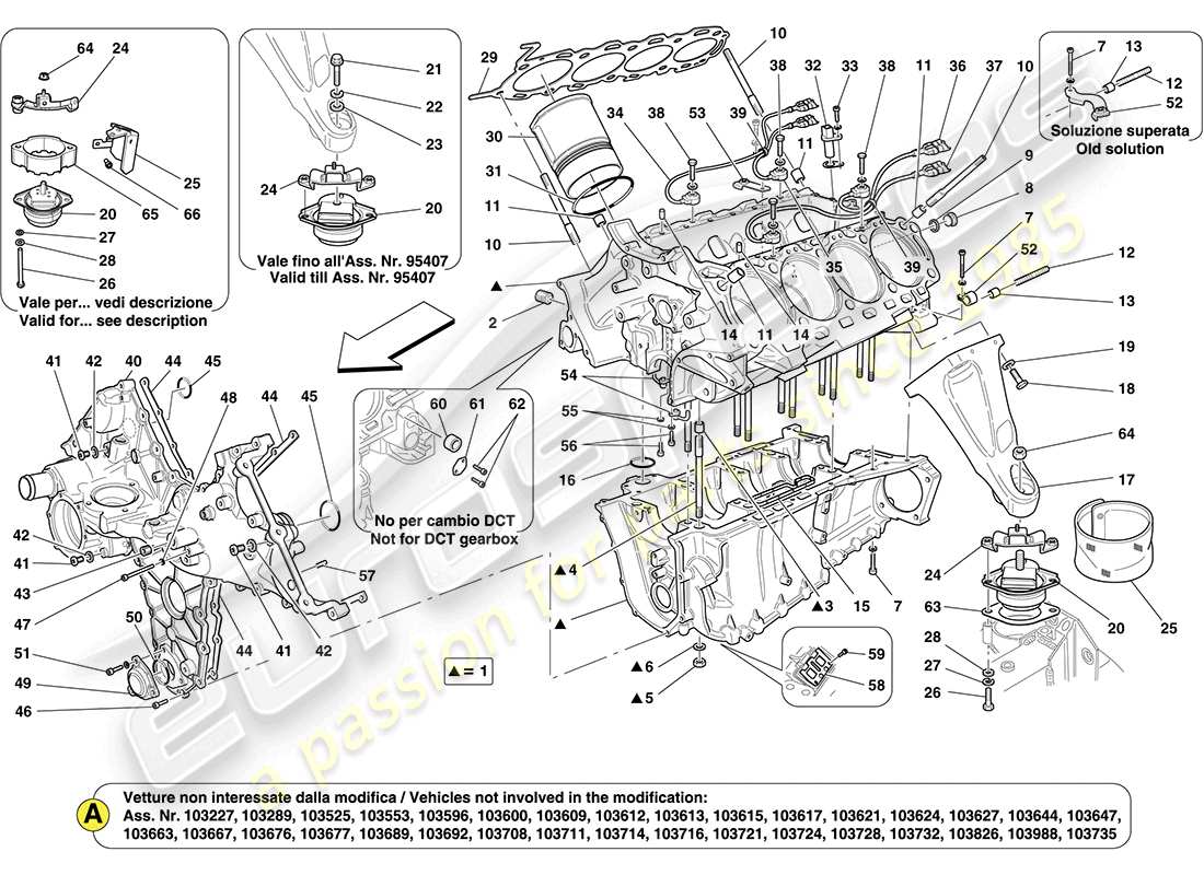 ferrari california (europe) schema delle parti del basamento