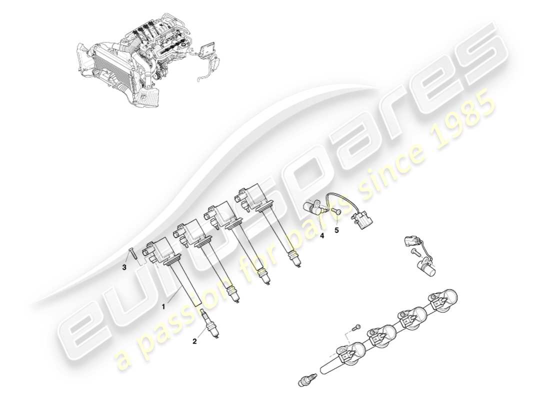 aston martin v8 vantage (2007) diagramma della parte di accensione