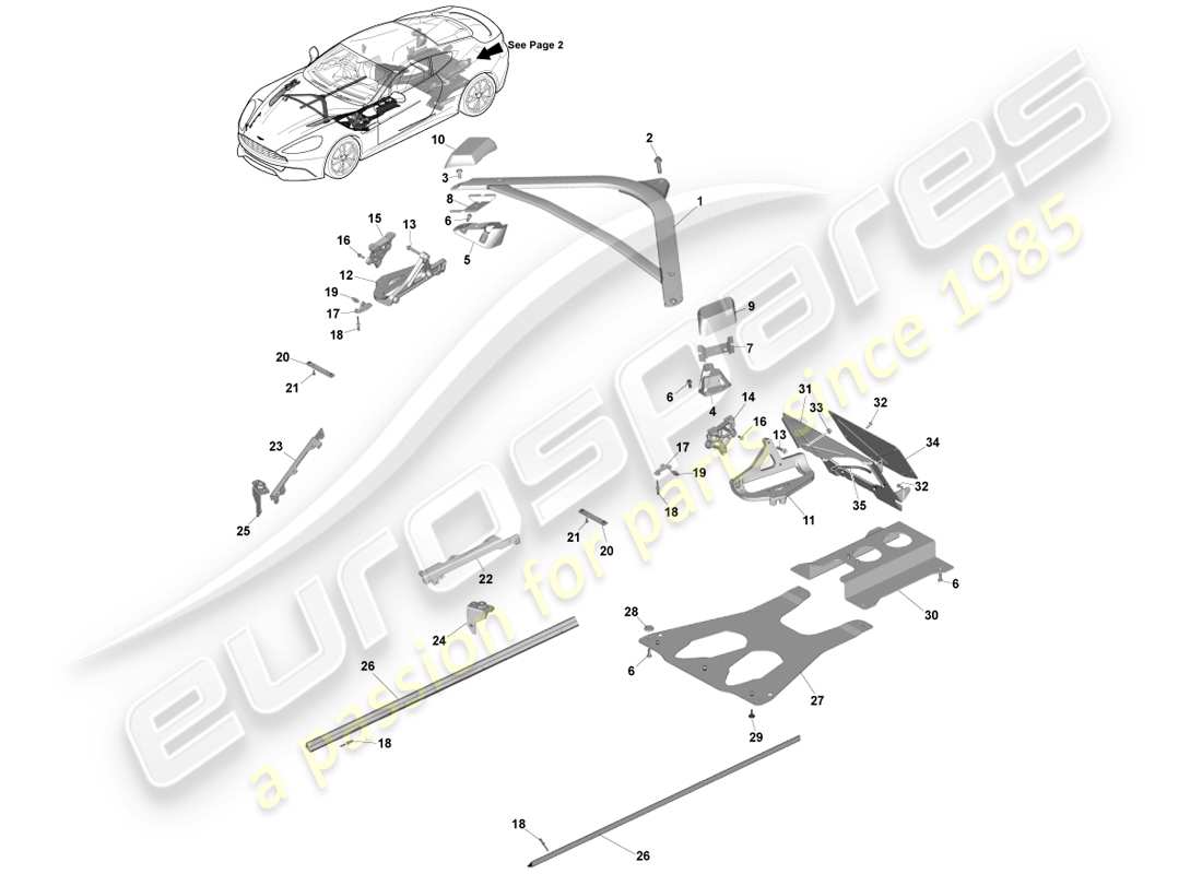 aston martin vanquish (2014) parti ausiliarie, coupé 14.5my, pagina 1 diagramma delle parti