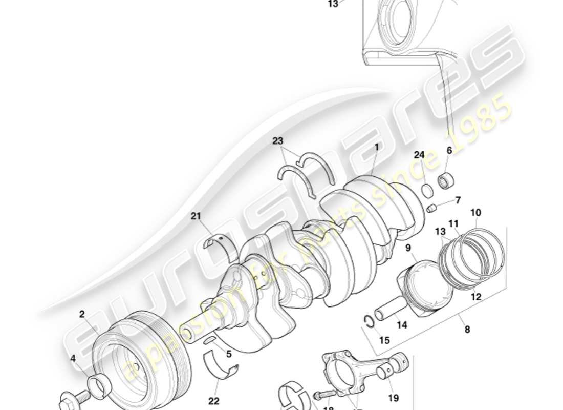 aston martin v8 vantage (2011) diagramma delle parti di conversione di potenza