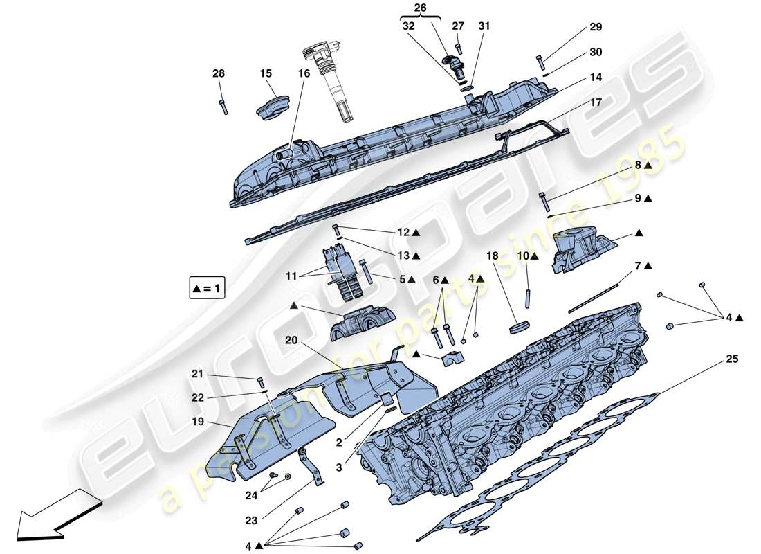 ferrari gtc4 lusso (rhd) testa cilindro destra schema delle parti